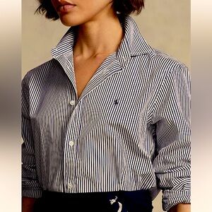 POLO RALPH LAUREN COTTON BUTTON DOWN CUSTOM FIT BLOUSE  SIZE 6